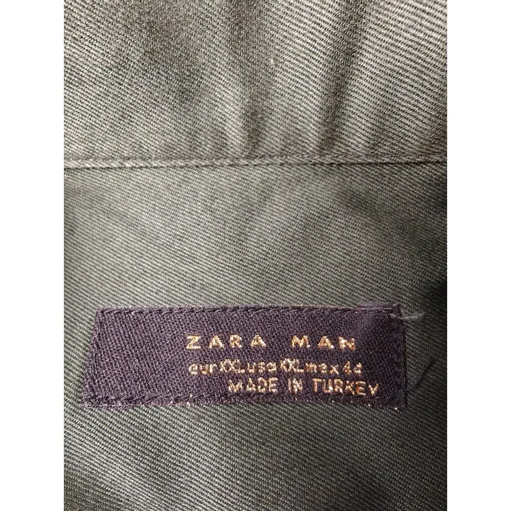 Men's Zara Man Button Down Shirt Green Size 44